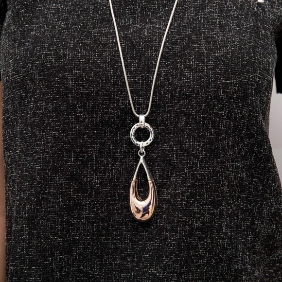 Long Necklaces Women Waterdrop Pendant Layered Y Statement Bohemian Rose Gold - Picture 5 of 7